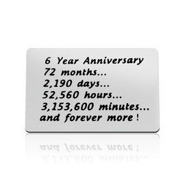 6th Anniversary Card Gifts for Husband Boyfriend Engraved Wallet Card for Men 6 Year Wedding Anniversary Card for Husband Christmas Valentines Gifts 6th Anniversary Present for Him