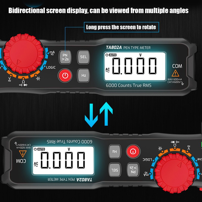Pocket Pen Multimeter Portable Mini Smart Digital Meter Ammeter TA802A