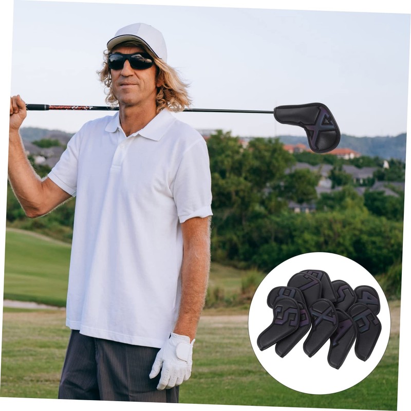 Totority 10Pcs PU Golf Club Head Cover Durable Putter Sleeves