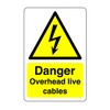 Danger overhead live cables sign - 3mm Aluminum Dibond high-visibility