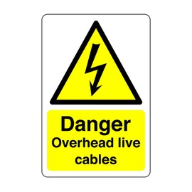 Danger overhead live cables sign - 3mm Aluminum Dibond high-visibility and durability for indoor/outdoor usage (200mm x 150mm) Ensures Safety Within 5m Viewing Distance.