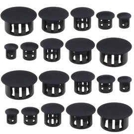 Esforzarse 100 Pcs PVC Hole Plugs, Black Replacement Flush Type Hole Plugs, 5 Sizes Black Flush Type Hole Plugs, Furniture Fencing Post Pipe Insert End Caps for Kitchen Cabinet Furniture