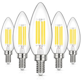 GGOYING LED Chandelier Light Bulbs 40W Equivalent, 500LM E12 Candle Base, 4W B11 Filament Candelabra Bulb Neutral White 4000K, Clear Glass Non-Dimmable, 5 Pack