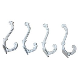 4 Pack Cast Iron Wall Hooks Antique Vintage Rustic Farmhouse Coat Hooks, Great for Coats, Bags, Towels, Hats, Mounting Screws Included