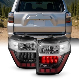 AKKON -Fit 2014-2020 Toyota 4Runner [Halogen Type] Chrome Red Tail Lights Brake Lamp Pair Driver+Passenger w/LED Signal