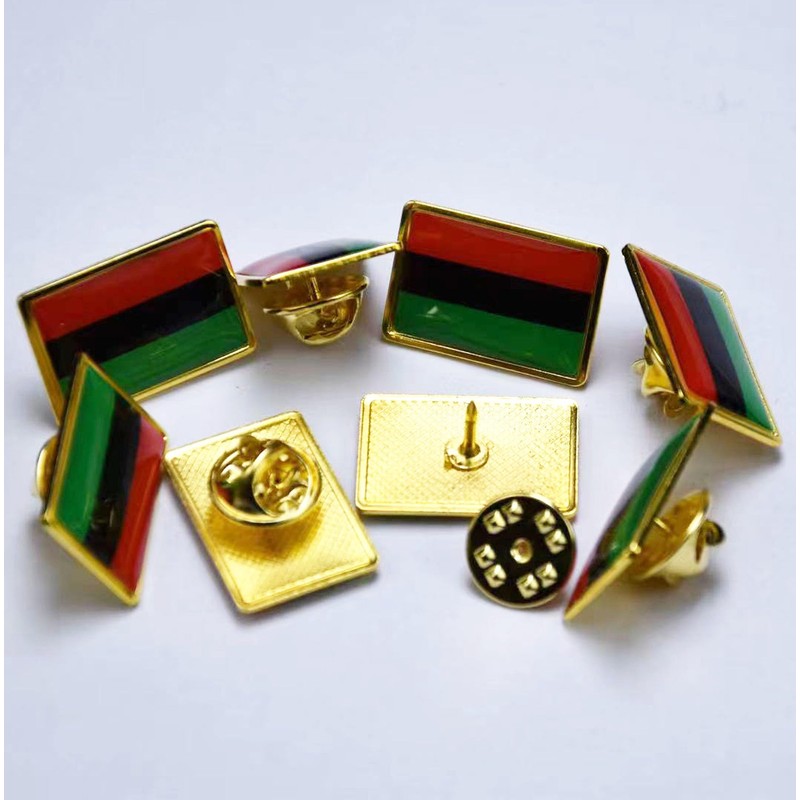 12/25/50 pieces small rectangle African American flag lapel pin for