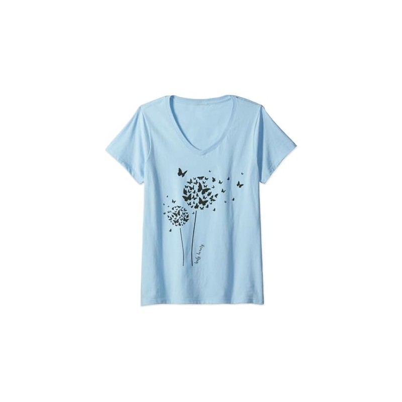Womens leafy luxury. Spring Dandelion Hearts Nature Lover V-Neck T-Shirt