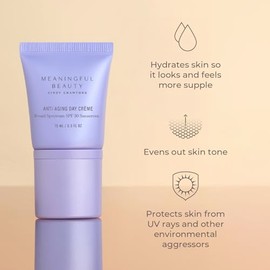 Meaningful Beauty Anti-Aging Skincare Trio Travel Size Kit de inicio de 3 piezas para mujeres, fórmula avanzada con suero de melón activador juvenil, 
