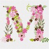 Pepita Needlepoint Canvas: The Letter M Flowering, 7" x 7"