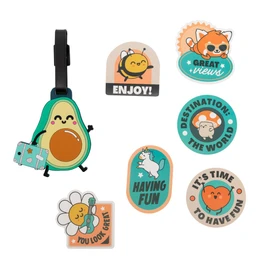 Mr. Wonderful - Luggage Tag Set with 7 Stickers - Avocado, Multicoloured, Estándar, multicoloured