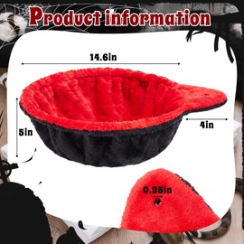 3 Pack 14.6" Large Goth Cat Tree Hammock Basket Bed Lounger Tower Replacement Parts with 6 Pcs Hanging Elastic Strings Pom Pom Toys, Red and Black Cat Tree Accessories Hammock Attachment