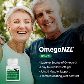 OMEGANZL Original Omega-3 Joint Support Supplement, Best Natural Muscle Relief, Green-Lipped Mussel Oil, 120 Softgels, No Fishy Aftertaste