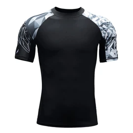 HUGE SPORTS Men's Short-Sleeved Splice Skins Rash Guard Shirt Swimming Shirt Rash Vest for Swimming Surfing, Jaguar