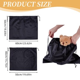 letsinstyle 2Pcs Multisize Dust Bag for Handbags, Dustproof Silk Dust Cover Bags Satin Drawstring Travel Storage Pouch, Black Travel Accessories for Purses Cloth Shoes