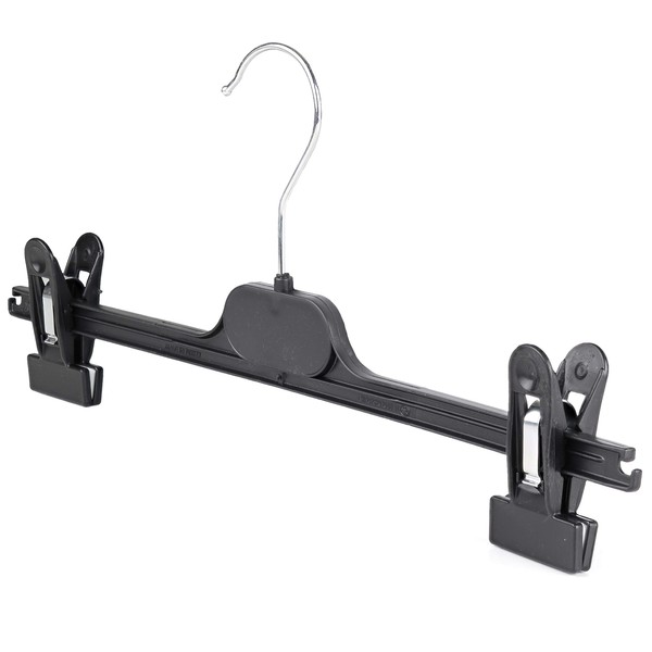 The Hanger Store 12 Strong Black Plastic Hangers With Clips,