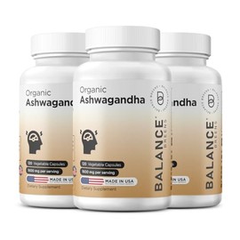Certified Organic Ashwagandha 1600mg, 120 Veg Capsules - Supports Sleep & Balanced Energy Levels (Pack of 3)