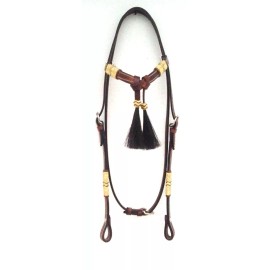 RSI Western Headstall Horse Hair Light Leather Rawhide Futurity Knot Browband Tack - PONY