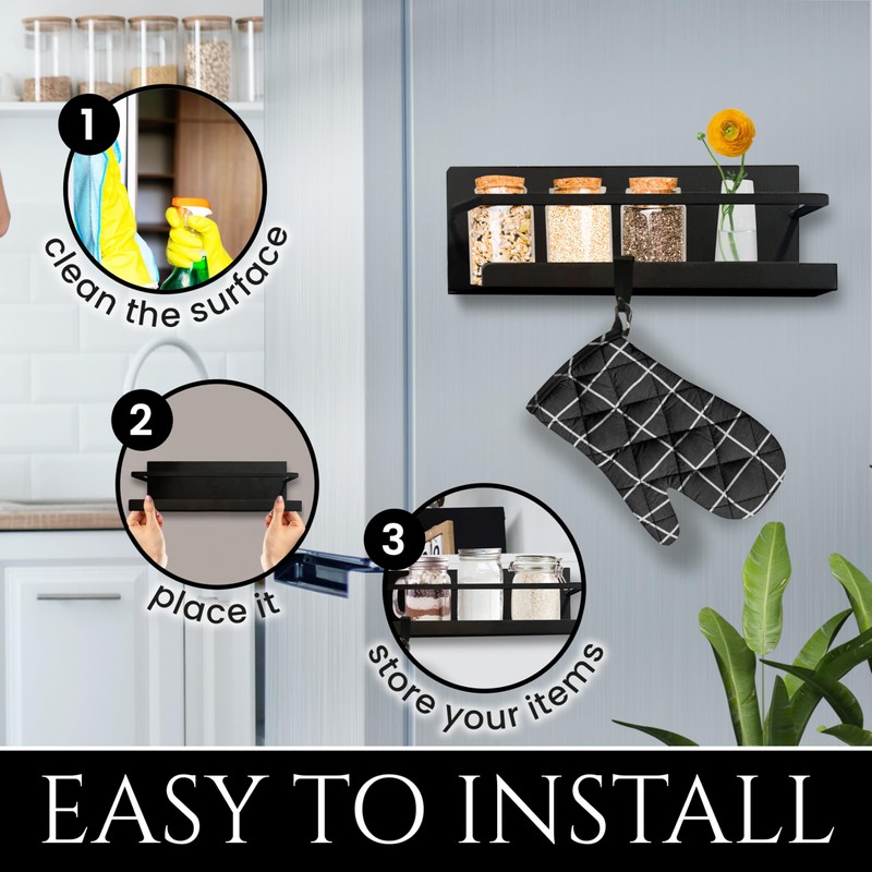 Base Reach Magnetic Spice Rack with Oven Mitts