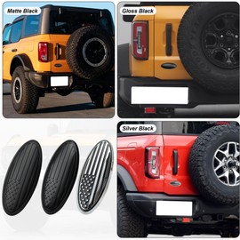 ZSJO Fit Ford Bronco 5 Inch Rear Tailgate Overlay American Flag Emblem - Fits Ford Bronco 2021-2023 (Gloss Black)