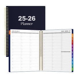 Dzhzal 2025-2026 Appointment Book Quarter-Hourly, Weekly & Monthly - from July 2025 - June 2026, 8.5"x11" Weekly Planner with Colorful Tabs, Hardover, Note Pages, Pockets, Bookmark, Spiral Binding