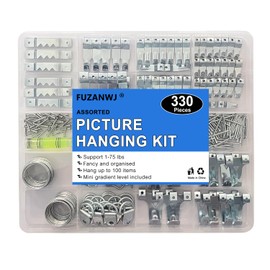 FUZANWJ Picture Hangers, 330pcs Picture Hanging Kit, Wall Hanging Kit, Nails for Hanging Pictures, Wall Hangers, Hanging Wire, Screw Eyes, D Ring and Picture Hanging Tool for Frame Canvas Mounting
