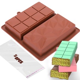 Palksky Chocolate Bar Mold, Lager Chocolate Molds Silicone for Stuffed Bar, Thick Chocolate Bar Mold for Dubai Chocolate Bar Pistachio with 50Pcs Bags, Non-Stick