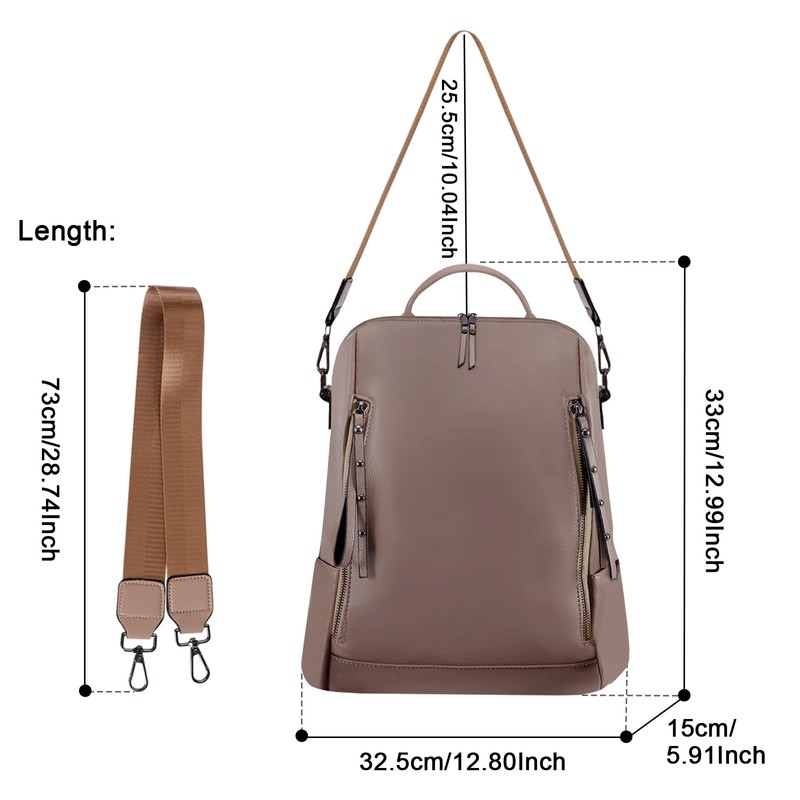 HAWEE Women's Backpack Soft PU Leather School Backpack Anti-Theft Daypack