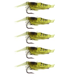 FOLANDO 5PCS Soft Plastic Shrimp Lure，Fishing Bait with Hooks Artificial Fishing Bait Fishing Lure Shrimp Prawn Bait Hook for Freshwater Saltwater 4cm/1.5g