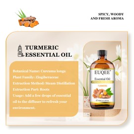 EUQEE Turmeric Essential Oil 118 ml Pure Turmeric Essential Oil for Diffusers, Candle Making, DIY Soap - 4Fl. Oz