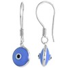 Sterling Silver Denim Blue Color Evil Eye Earrings for Women