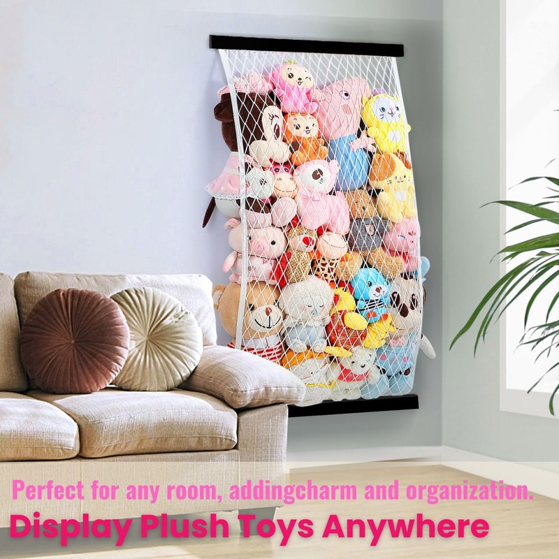 Stuffed Animal Storage Net, Elastic Stuffed Toy Holder,Door/Wall Mount Length
