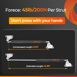 Dukuge 15 inch 45lb Gas Struts Spring Shocks, Gas Lift Struts 15 inch with Mounting Brackets for Truck Tool Box Lid, Truck Cap Window, Floor Hatch, Boat Cover, RV Bed Storage, 2 Pcs