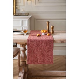 ZeeMart Burlap Style Farmhouse Table Runners 108 Inches Long, Red Rustic Woven Dining Table Runner for Everyday Use, 14x108 Inches, Red