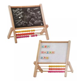 Wooden Toys Mini Pizarron Didactico Doble Cara Madera Abecedario Abaco