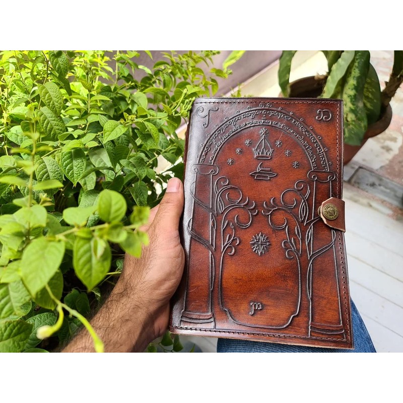 Quirky Craft Brown Leather Journal, Doors of Durin, Tolkien Lord