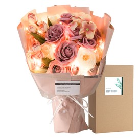 La Muse Floral Soap Flower Bouquet with LED Light US-006 Gift Birthday Anniversary Valentine (Dark Pink MIX)