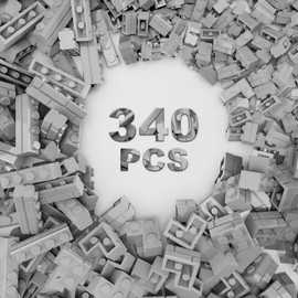 Newbeoding Classic Building Bricks, 340 Pcs Masonry Profile Bricks Wall Bricks Blocks, Compatible with Major Brands Parts and Pieces, Creative Building Block Toys (340 Pcs) (Light Gray)