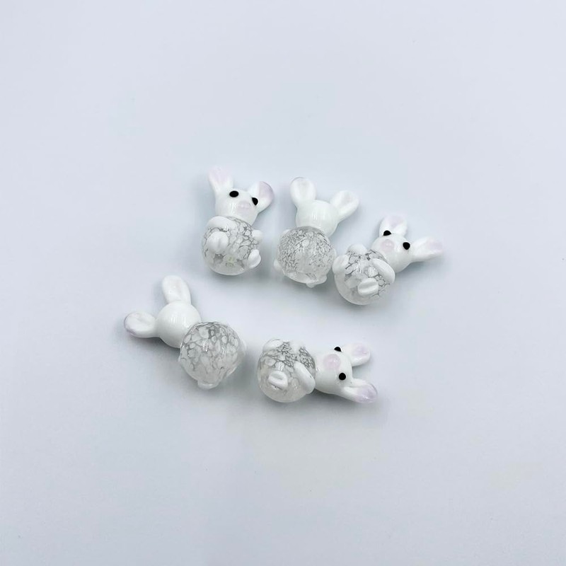 5Pcs Bunny Beads Handmade Lampwork Beads Glass Rabbit Beads