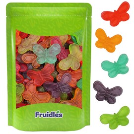 Fruidles Large Butterflies Gummi Candy 3" Inch, Assorted Fruit Flavors Gummies, Allergy Friendly, Non-GMO, No Artificial Sweeteners Gummy (Large Butterfly Gummi, 1 Pound)