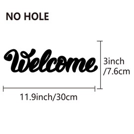 CREATCABIN Welcome Sign Welcome Wood Cutout Black Wooden Wall Decor Letters Laser Cut Art Unfinished Rustic Decorative DIY for Front Door Home Gallery Porch Coffee Bar Wreath Gift 11.9 x 3 Inch