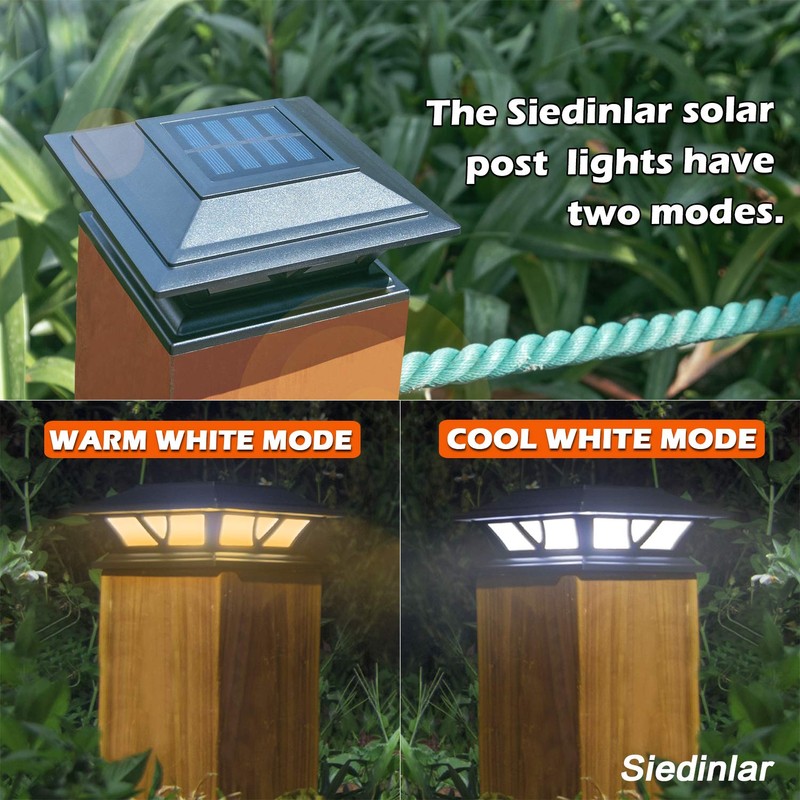 SIEDiNLAR Solar Post Lights Outdoor 2 Modes LED Deck Fence