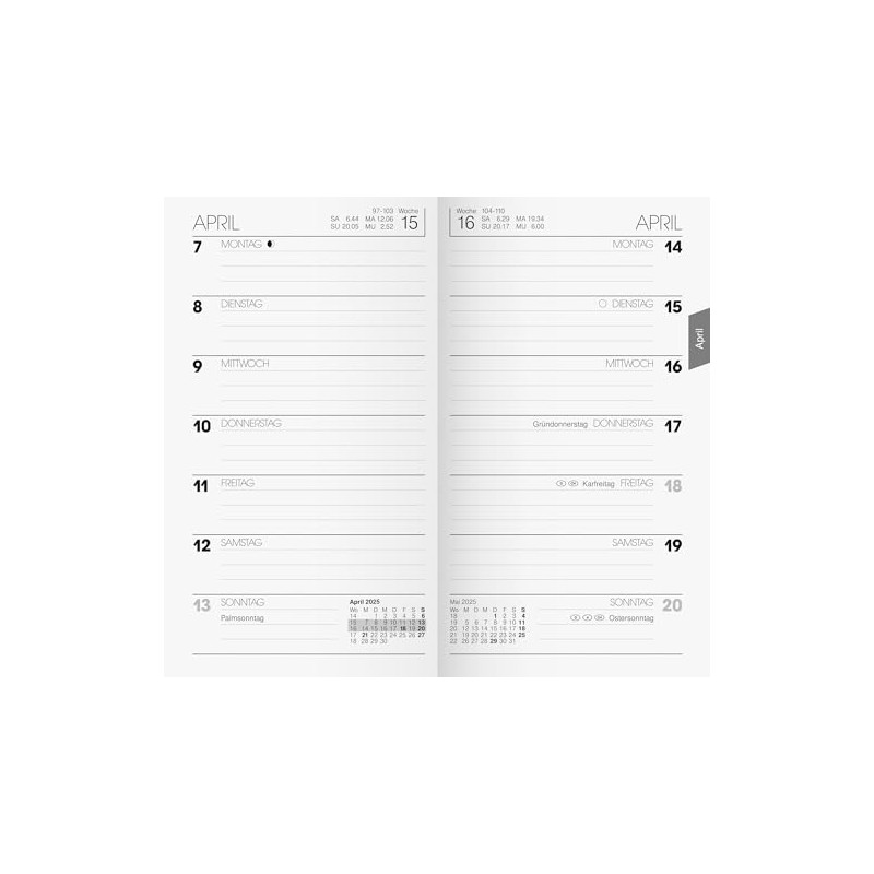 BRUNNEN Weekly Replacement Calendar Model 758 (2025), 1 Page =