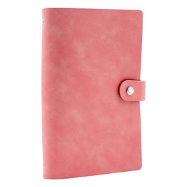 Amimy Business Card Holder Book, PU Leather Business Card Book Case Organization Binder Name ID Card Holder for Men and Women, Capacity up to 150 Cards (Pink)