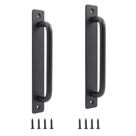 Ulifestar 2 Pack Closet Door Handles, 7 inch Rustic Barn Door Handle Gate Handle,Aluminium Alloy Modern Barn Door Handles for Sliding Door Kitchen Cabinet Shed Door with Mounting Screws Black