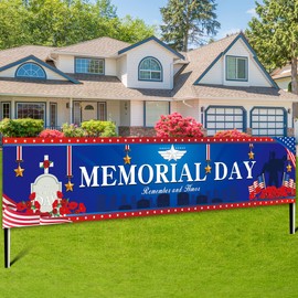 Veterans Day Decorations -Patriotic Banner Decorations Memorial Day Indoor and Outdoor Yard Banner for emember and Honor Decorations,Memorial Day Party Supplies