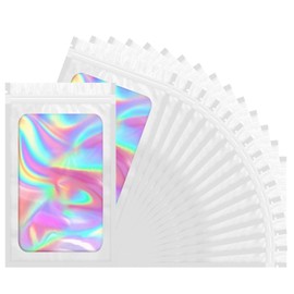FITIMOR Smell Proof Bag, 100 PCS Mylar Bags, Holographic Bags with Sealing Strip, Resealable Bags for Small Business, Candy, Gift, Packaging Bags for Earring, Nails, Lash, Jewelry (2.4x3.9 Inch)