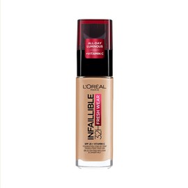 L'Oréal Paris makeup, waterproof and long-lasting liquid foundation with SPF 25, Infaillible 32H Fresh Wear makeup, No. 140 golden beige, 30 ml