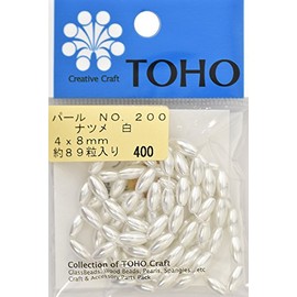 TOHO No. 200 Jujube Pearl, Approx. 0.2 x 0.3 inches (4 x 8 mm), White, Approximately 89 Pieces