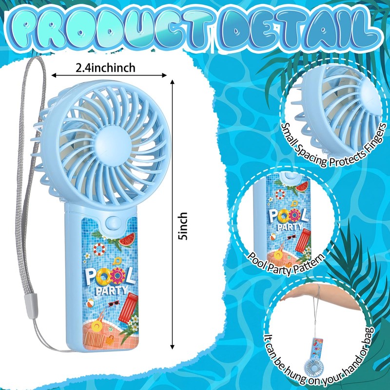 Tuanse 24 Pcs Pool Party Fans Bulk Mini Portable Handheld