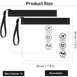 SYTHAK Clear TSA Approved Toiletry Bag,4 Pack Quart Size Carry-on Travel Makeup Pouch with Hand Rope Airport Airline Compliant Transparent Bag for Wash Liquids Bottles Tubes Cosmetics Container